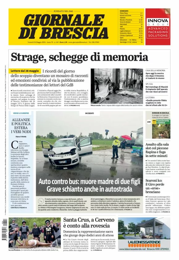 Prima-pagina-giornale di brescia-oggi-edizione-del-2024-05-24